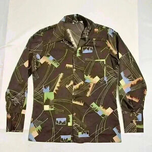 Vintage Triumph of California Disco 70s Nik Nik Shirt Geometric Button Party
